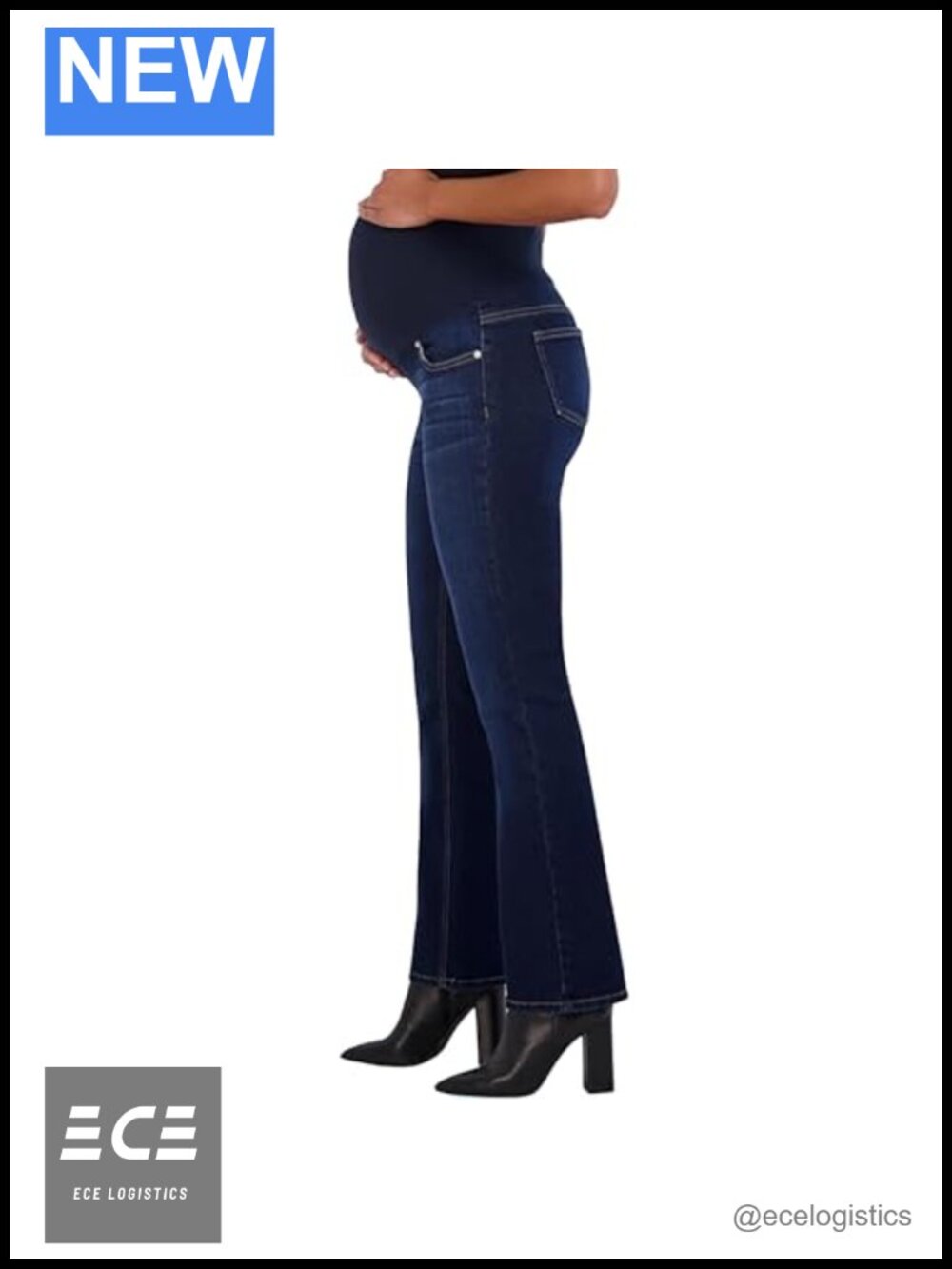 Maternity Bootcut Jeans Over Belly with Pockets 32.5 Inseam Pregnancy